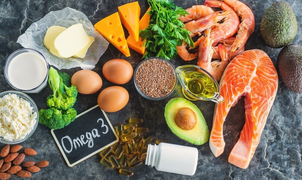 Sammlung von Lebensmitteln mit 0mega-3-Fettsäure